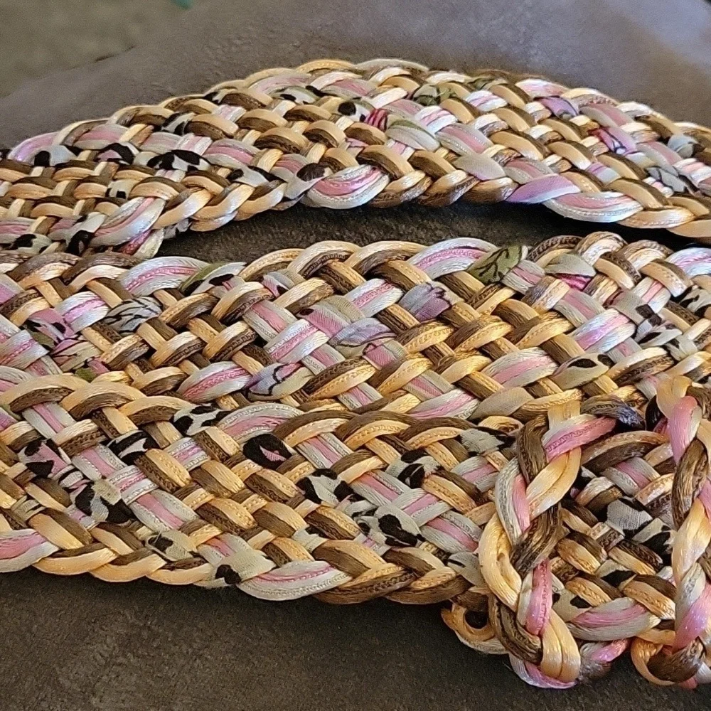 VTG Pastel Leopard Print Braided Woven Festival Belt